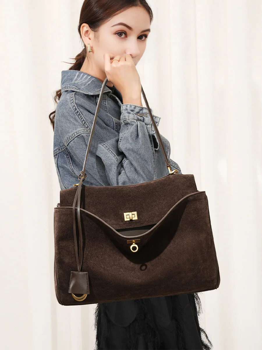 Herfst Winter Dames Suède Echt - Luxury Tote Bags With Zipper recensie en prijs